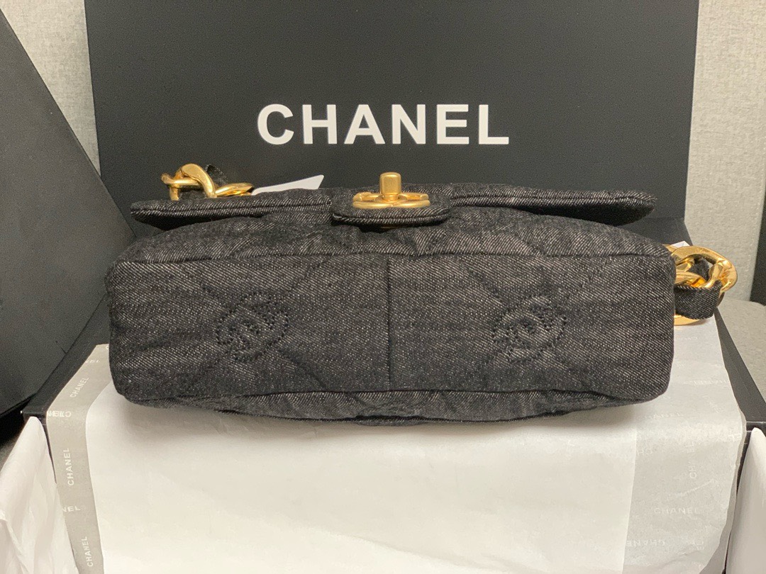 Bagsaaa Ch**el Funky Town Black Denim - 24cm
