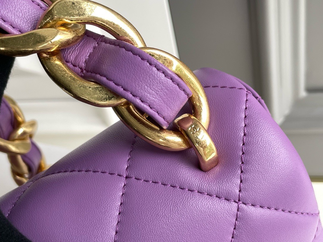 Bagsaaa Ch**el Funky Town Large Flap Bag In Purple - 27cm