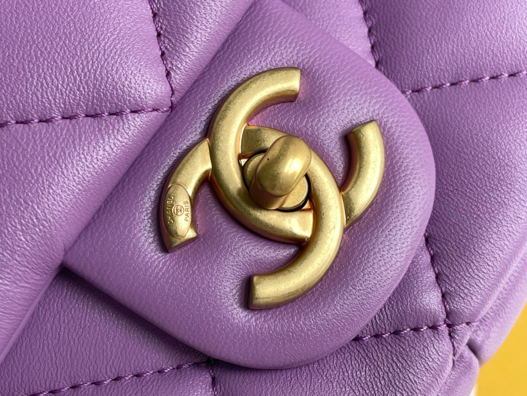 Bagsaaa Ch**el Funky Town Large Flap Bag In Purple - 27cm