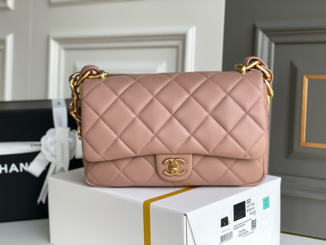 Bagsaaa Ch**el Funky Town Large Flap Bag In Taupe - 27cm
