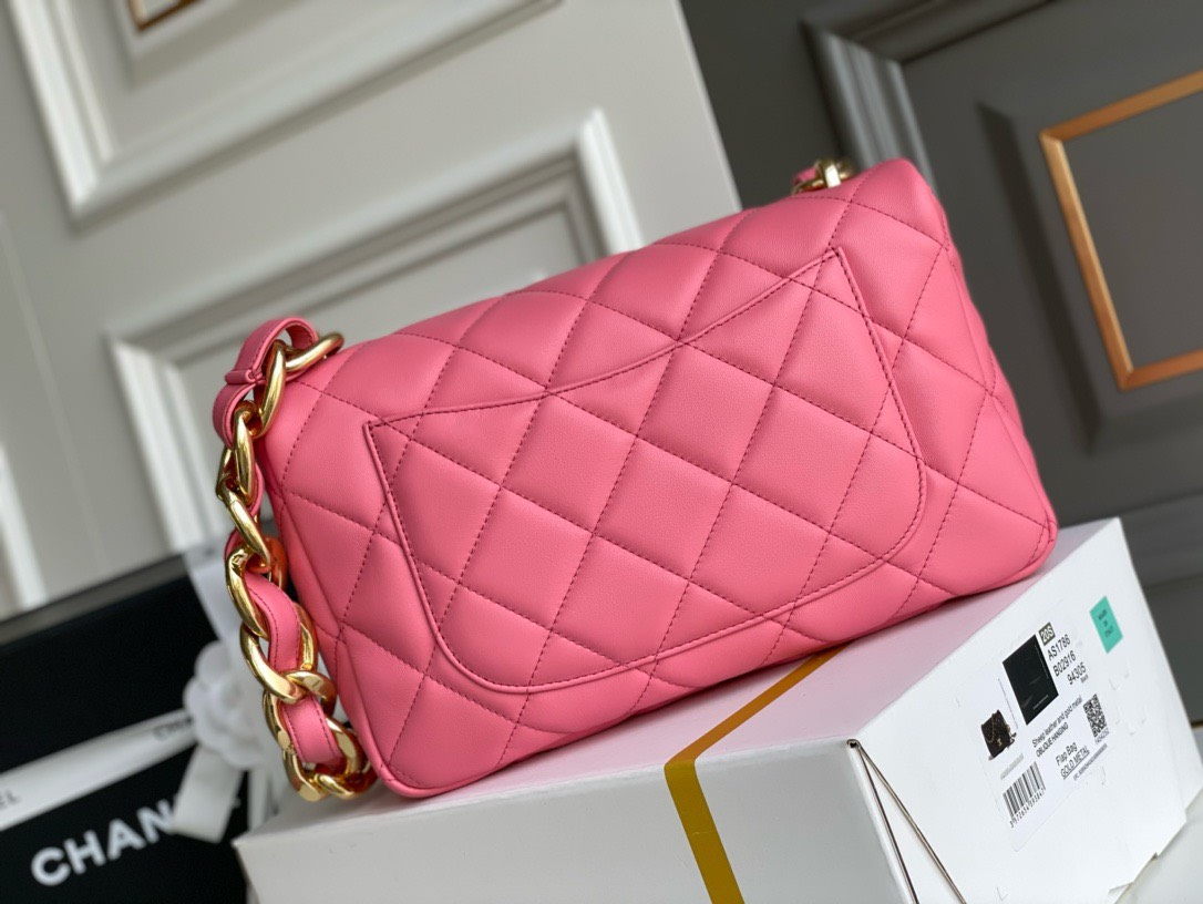 Bagsaaa Ch**el Funky Town Large Flap Bag In Pink - 27cm