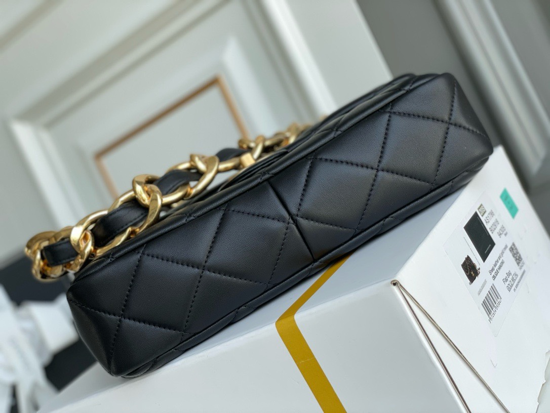 Bagsaaa Ch**el Funky Town Large Flap Bag In Black - 27cm