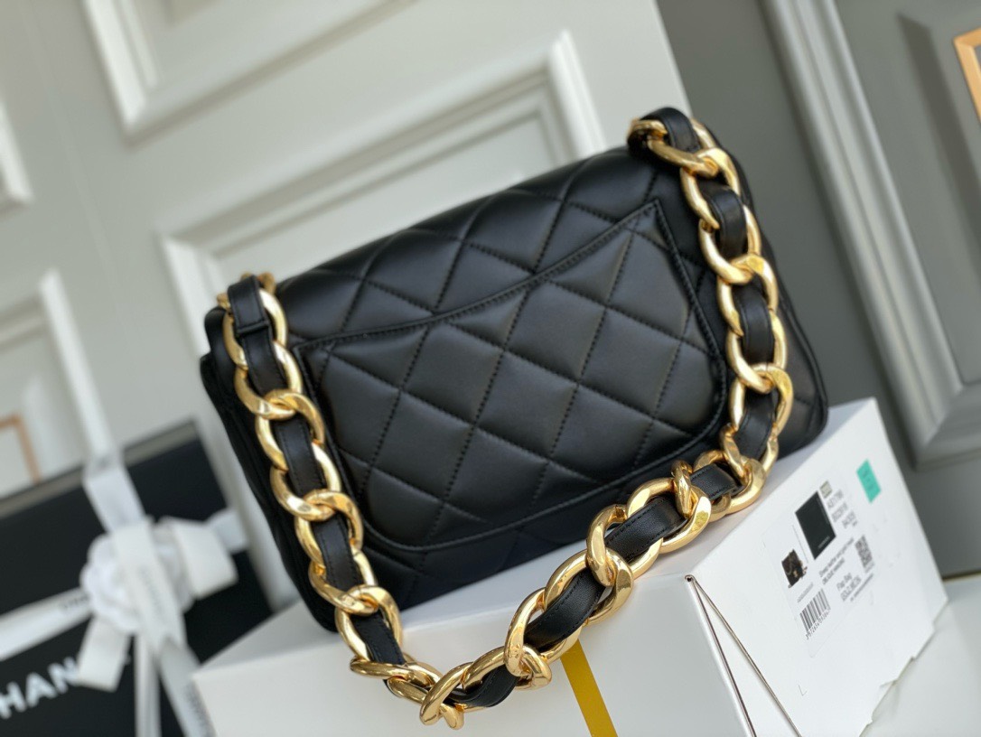 Bagsaaa Ch**el Funky Town Large Flap Bag In Black - 27cm
