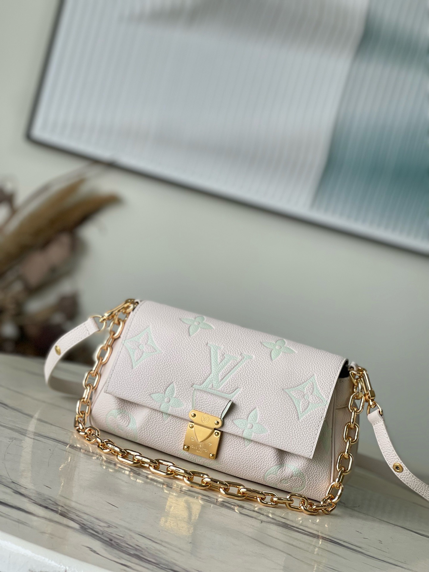 Bagsaaa L0vis Vvtt0n Favorite Empreinte Leather Bag Ivory & Blue 