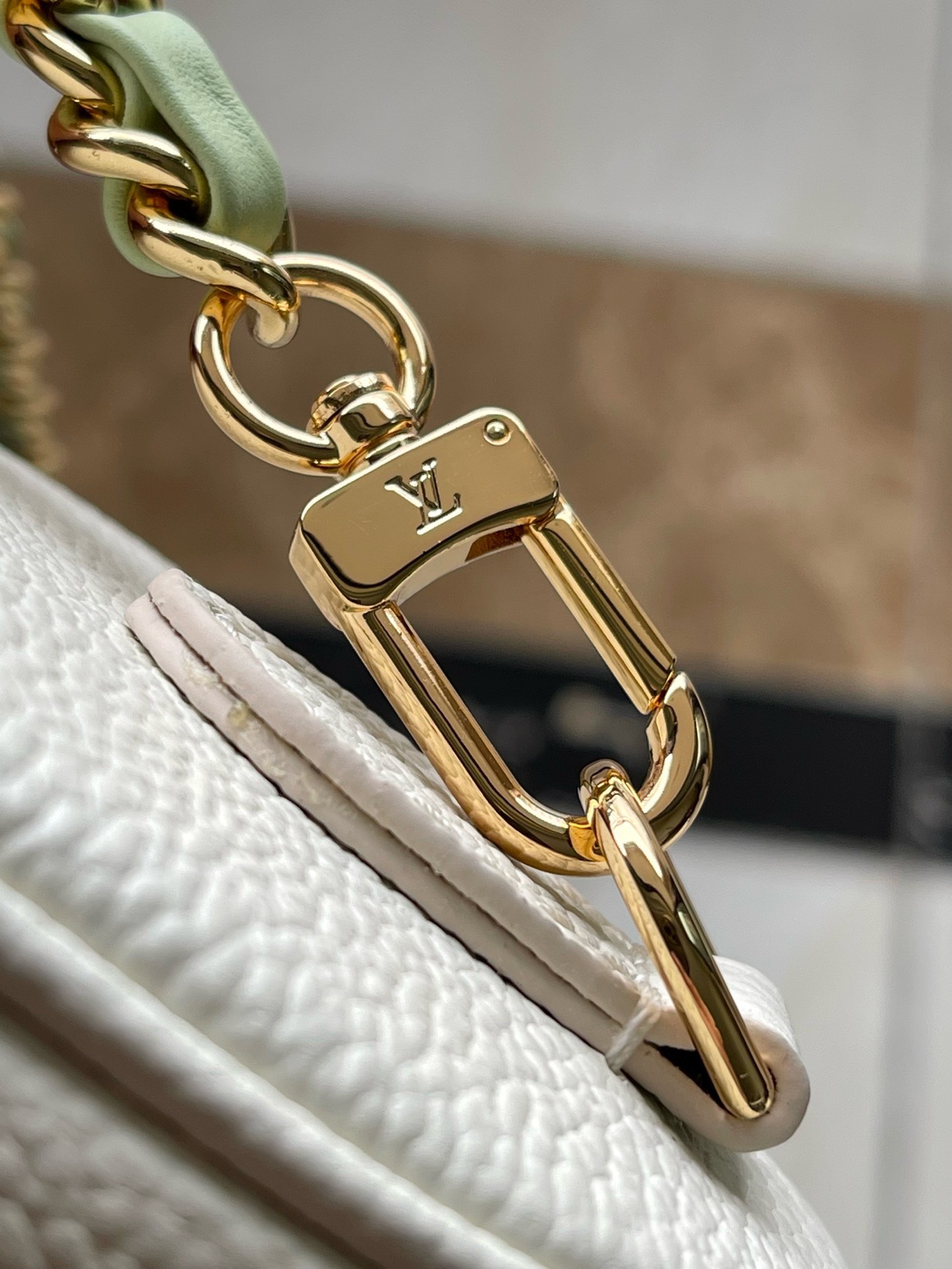 Bagsaaa L0vis Vvtt0n Nano Speedy Latte White / Matcha Green - M24169 - 16 x 10 x 7.5 cm