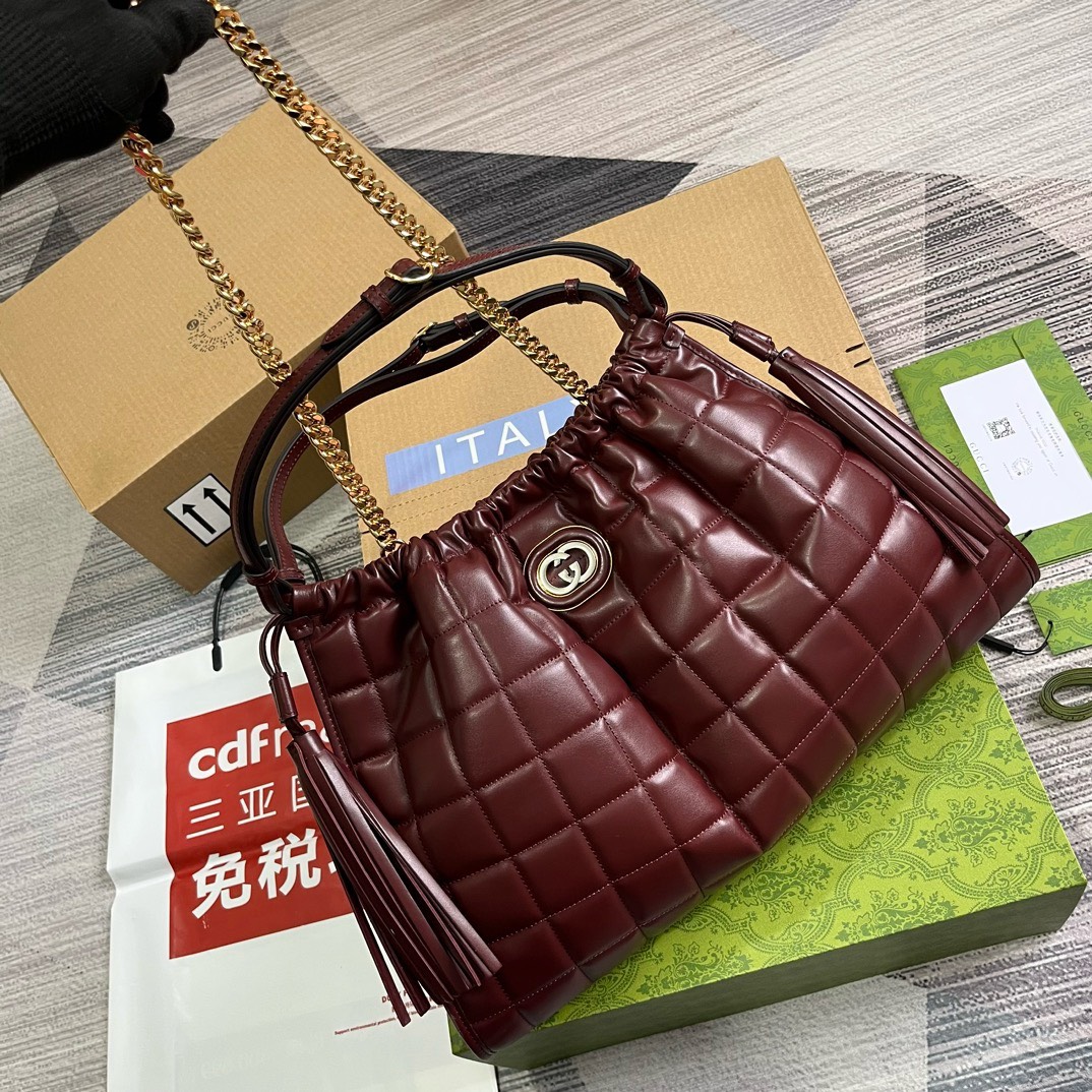Bagsaaa Gvc*1 Deco large burgundy tote bag - 43x 28x 8cm
