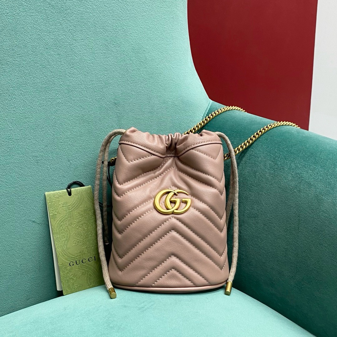 Bagsaaa Gvc*1 Marmont Mini Bucket Bag Beige - 17 x 19 x 9 cm