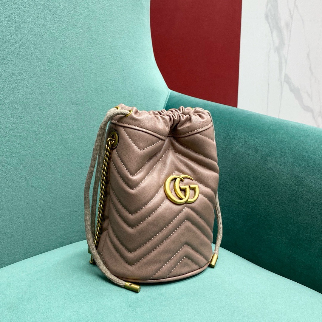 Bagsaaa Gvc*1 Marmont Mini Bucket Bag Beige - 17 x 19 x 9 cm