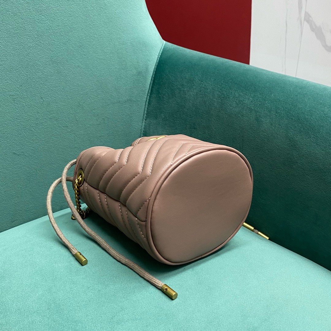 Bagsaaa Gvc*1 Marmont Mini Bucket Bag Beige - 17 x 19 x 9 cm