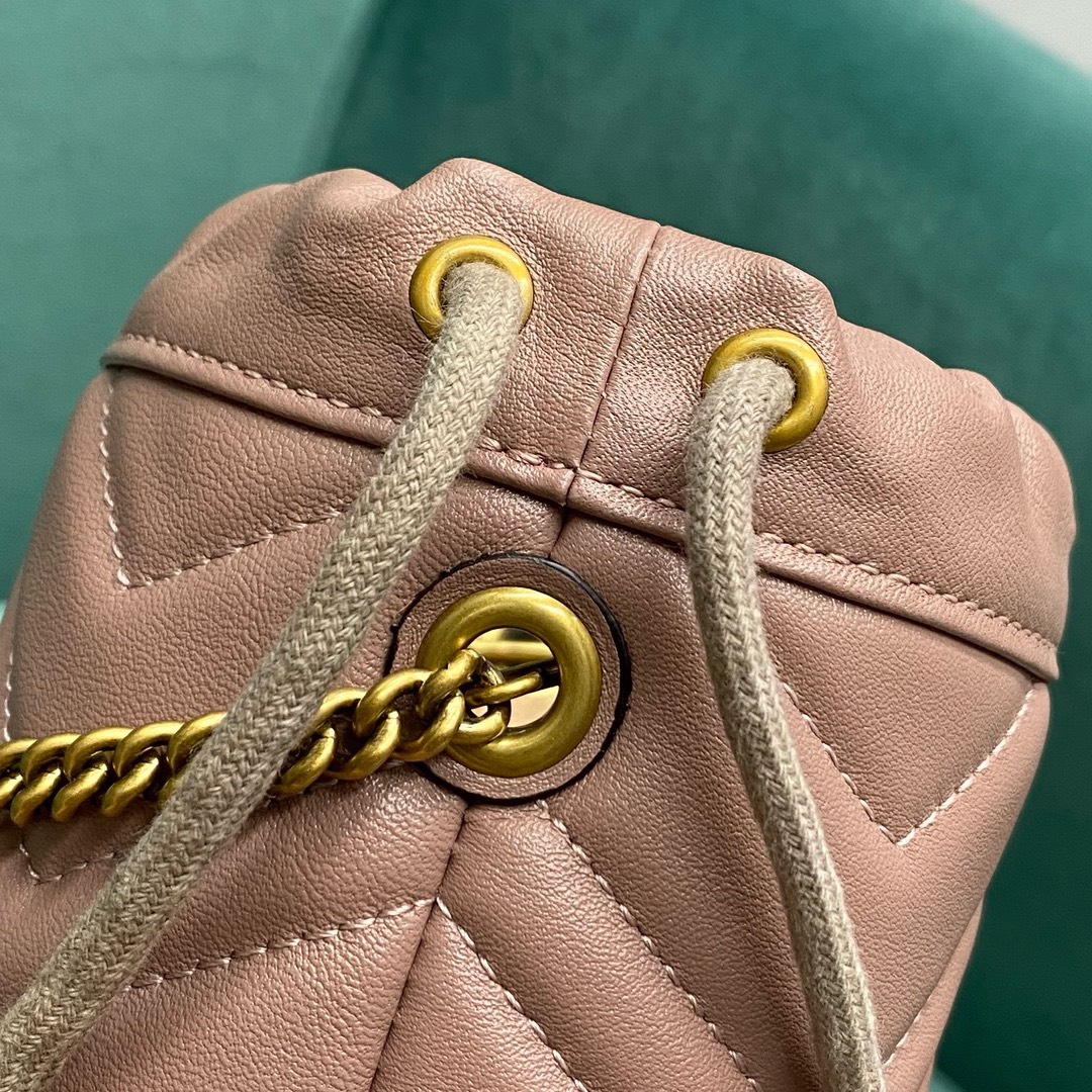 Bagsaaa Gvc*1 Marmont Mini Bucket Bag Beige - 17 x 19 x 9 cm