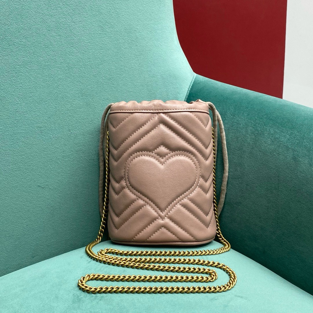 Bagsaaa Gvc*1 Marmont Mini Bucket Bag Beige - 17 x 19 x 9 cm