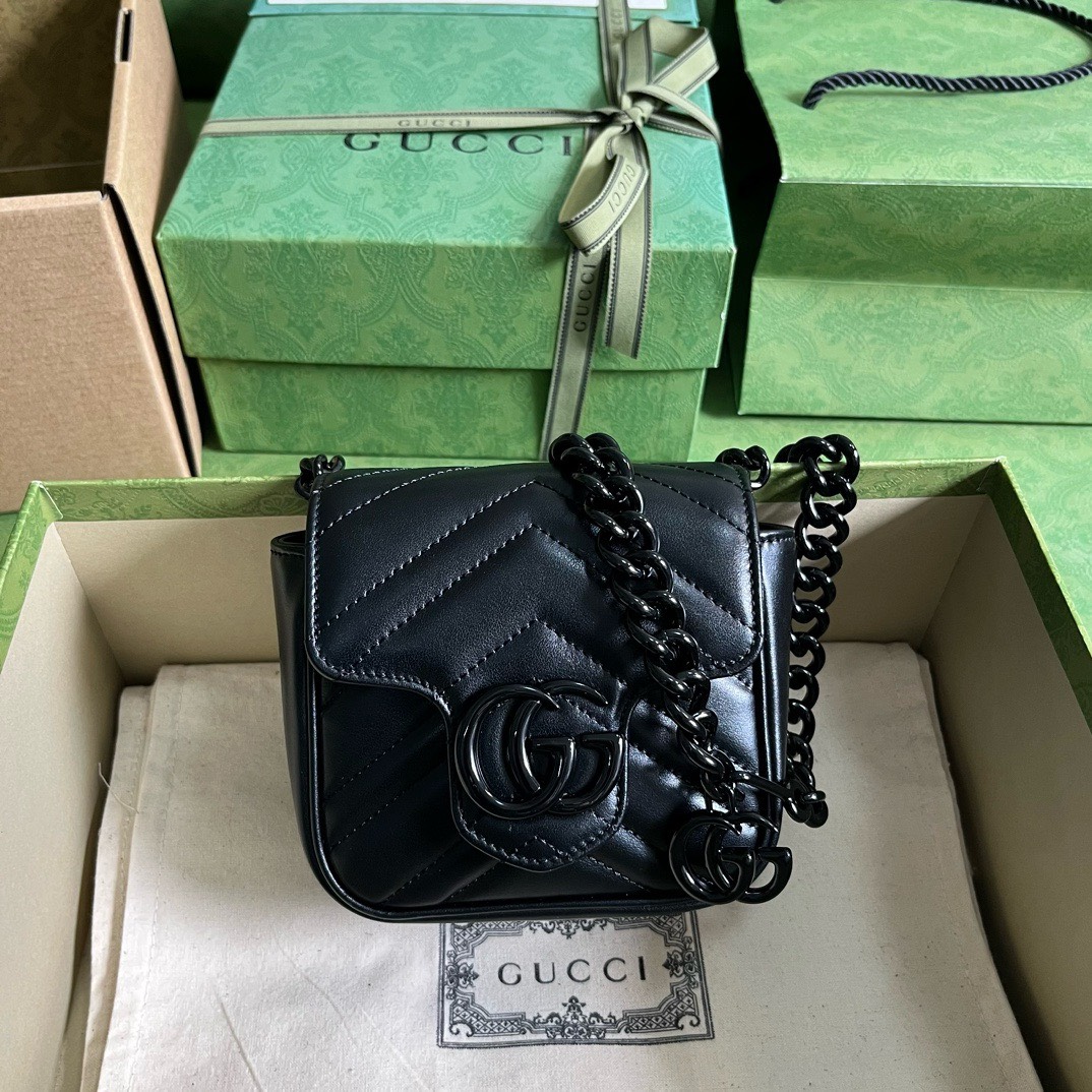 Bagsaaa Gvc*1 Marmont Mini Black Bag - 12.5x12x7cm