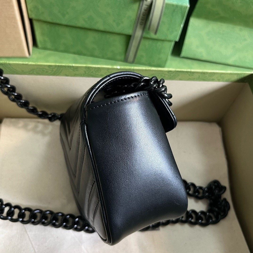 Bagsaaa Gvc*1 Marmont Mini Black Bag - 12.5x12x7cm