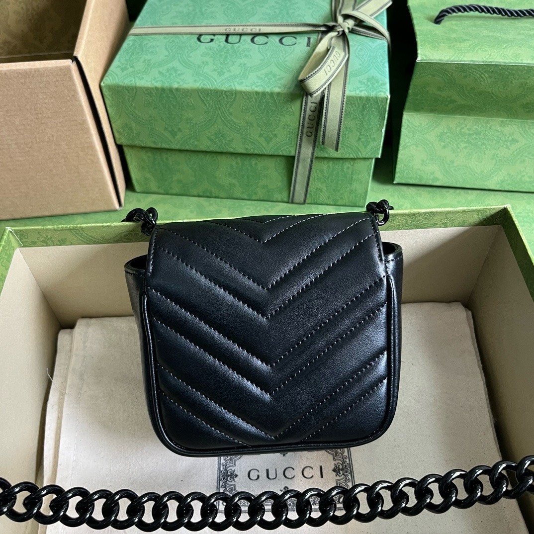 Bagsaaa Gvc*1 Marmont Mini Black Bag - 12.5x12x7cm