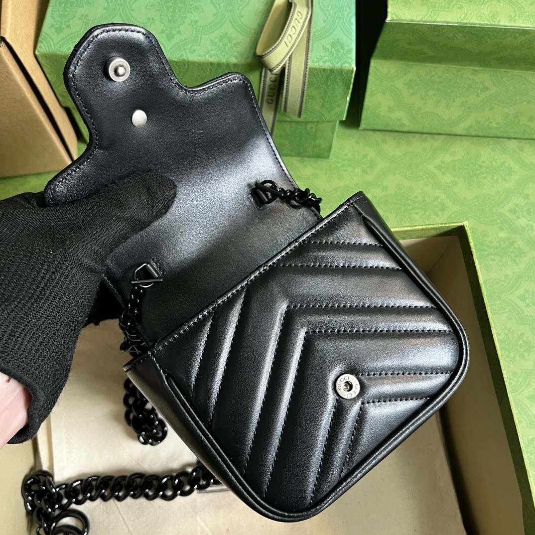 Bagsaaa Gvc*1 Marmont Mini Black Bag - 12.5x12x7cm