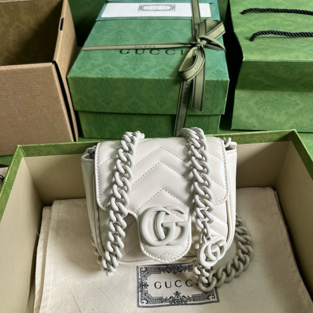 Bagsaaa Gvc*1 Marmont Mini White Bag - 12.5x12x7cm