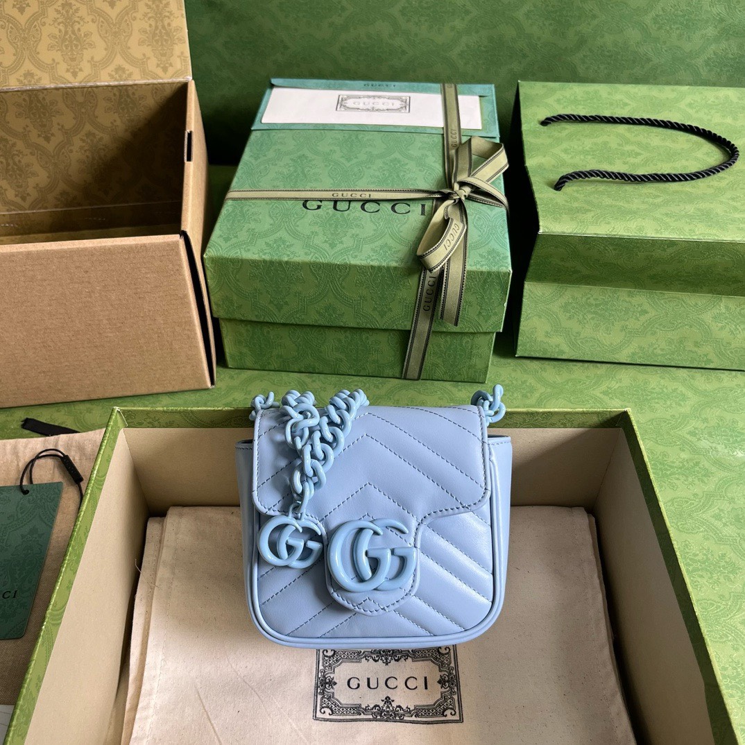 Bagsaaa Gvc*1 Marmont Mini Blue Bag - 12.5x12x7cm