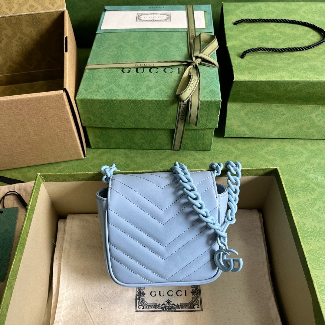 Bagsaaa Gvc*1 Marmont Mini Blue Bag - 12.5x12x7cm