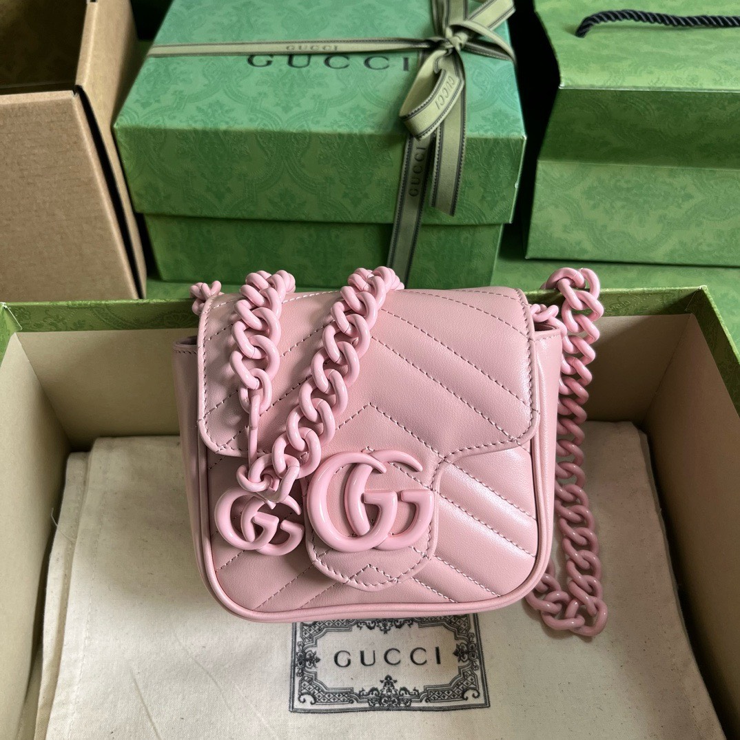 Bagsaaa Gvc*1 Marmont Mini Pink Bag - 12.5x12x7cm