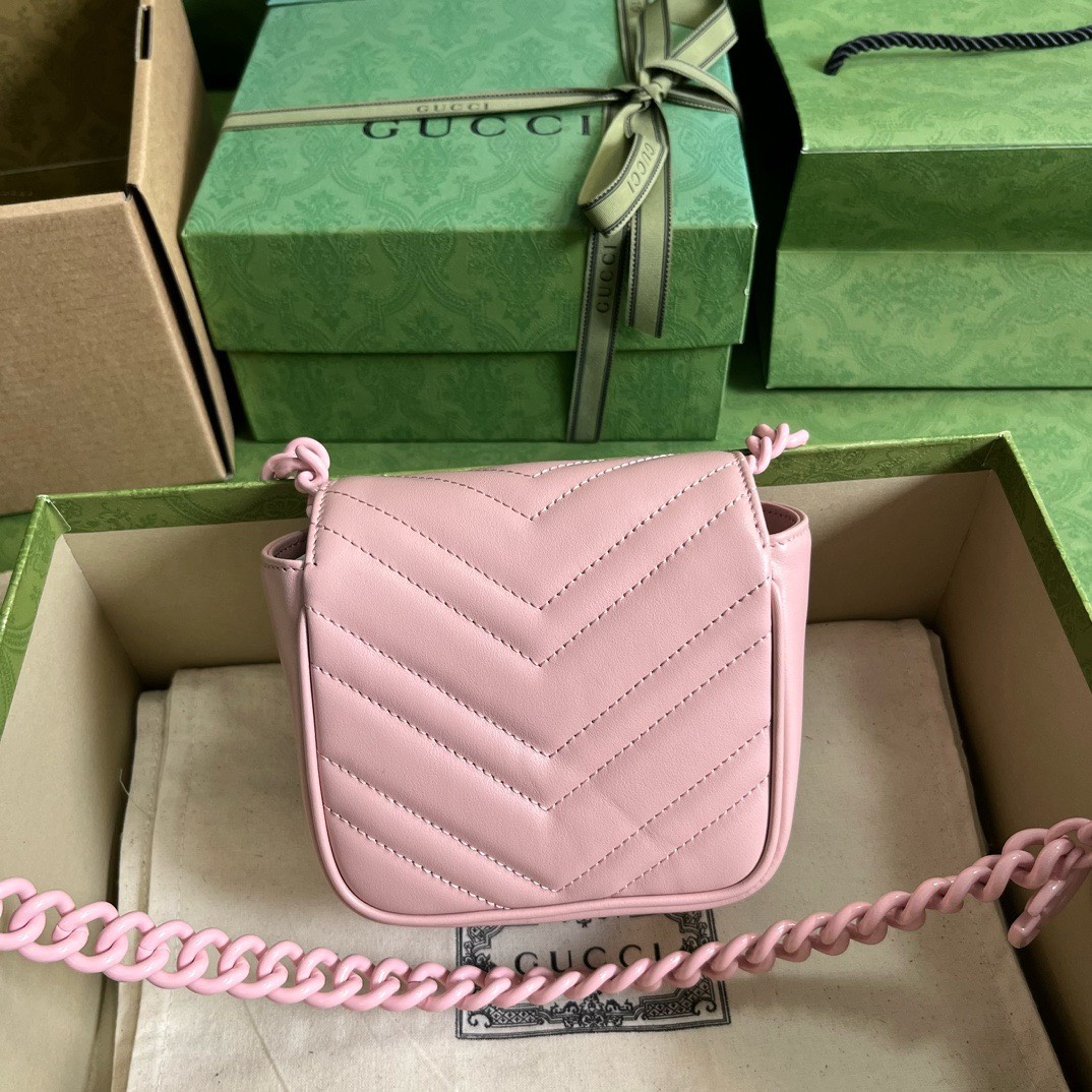 Bagsaaa Gvc*1 Marmont Mini Pink Bag - 12.5x12x7cm