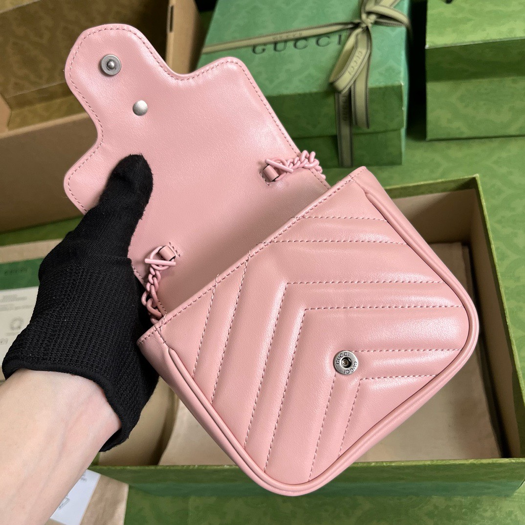 Bagsaaa Gvc*1 Marmont Mini Pink Bag - 12.5x12x7cm