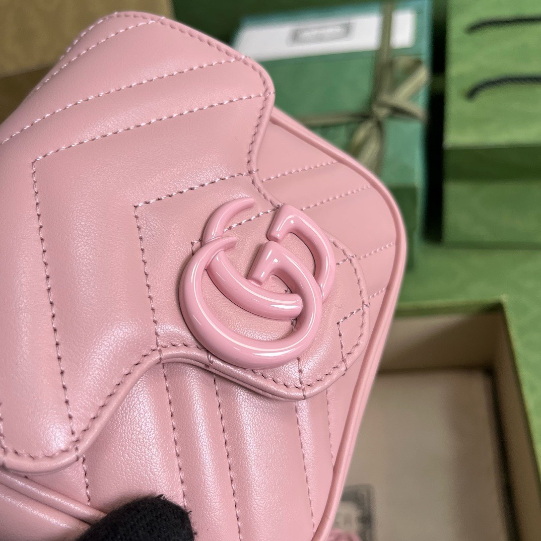 Bagsaaa Gvc*1 Marmont Mini Pink Bag - 12.5x12x7cm
