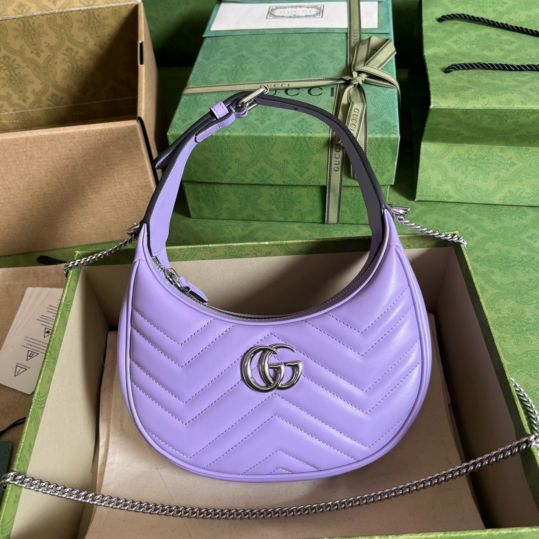 Bagsaaa Gvc*1 Marmont Half Moon Purple Bag - 21.5x11x5cm