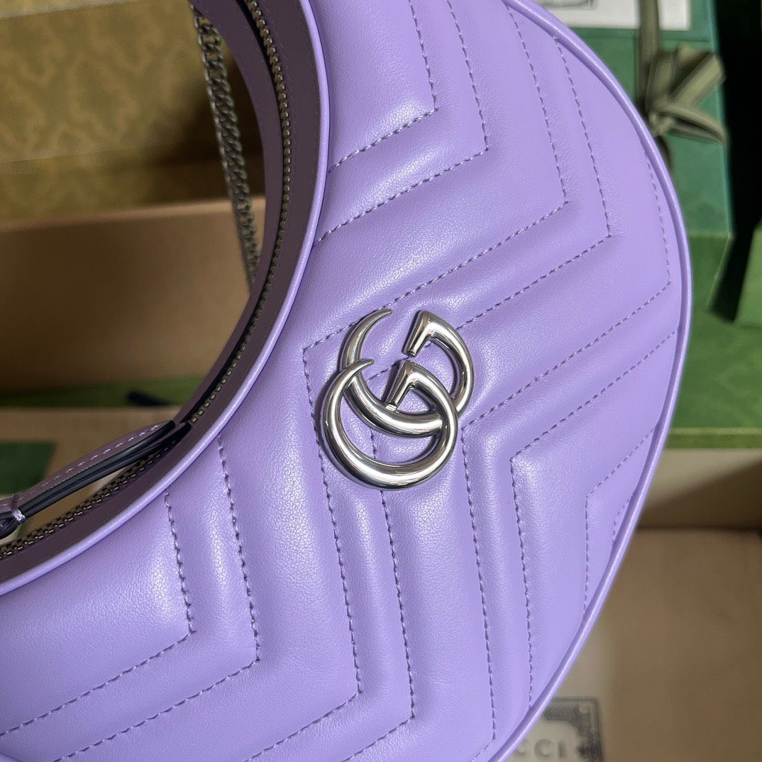 Bagsaaa Gvc*1 Marmont Half Moon Purple Bag - 21.5x11x5cm