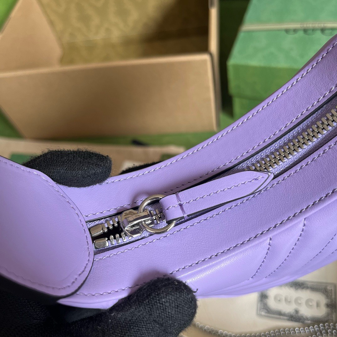Bagsaaa Gvc*1 Marmont Half Moon Purple Bag - 21.5x11x5cm