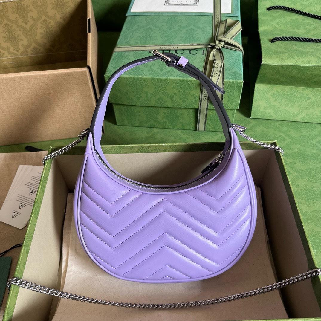 Bagsaaa Gvc*1 Marmont Half Moon Purple Bag - 21.5x11x5cm