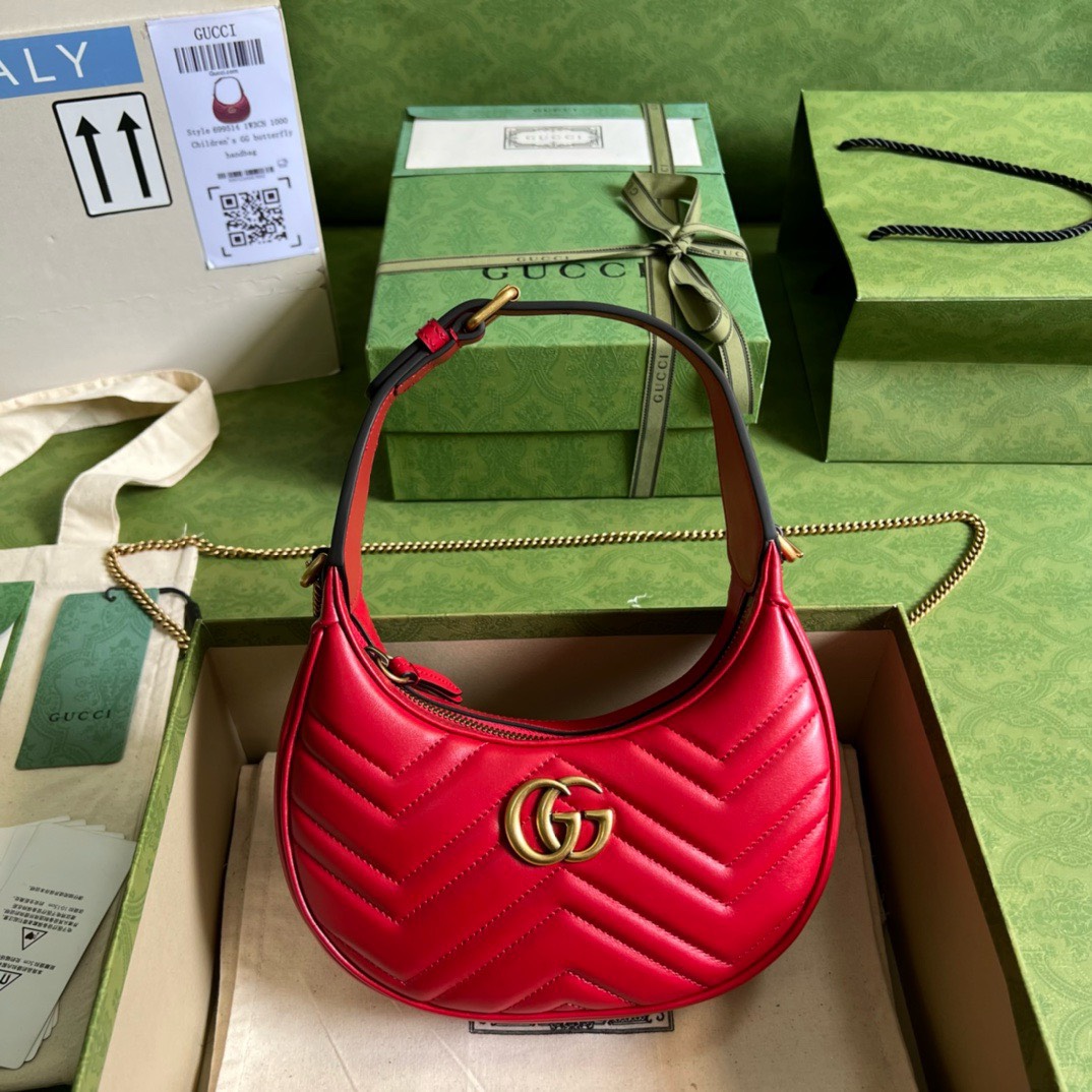 Bagsaaa Gvc*1 Marmont Half Moon Red Bag - 21.5x11x5cm