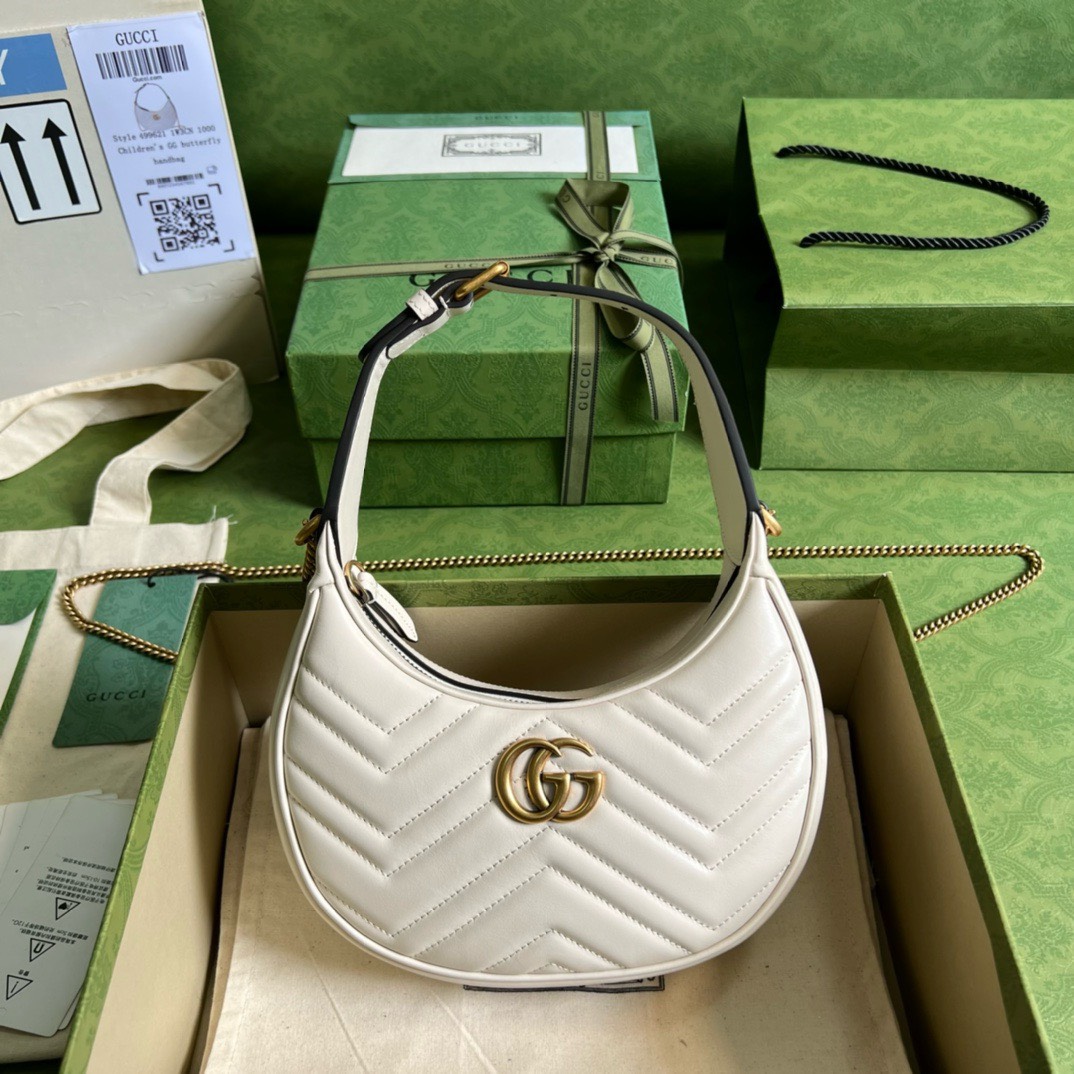 Bagsaaa Gvc*1 Marmont Half Moon White Bag - 21.5x11x5cm