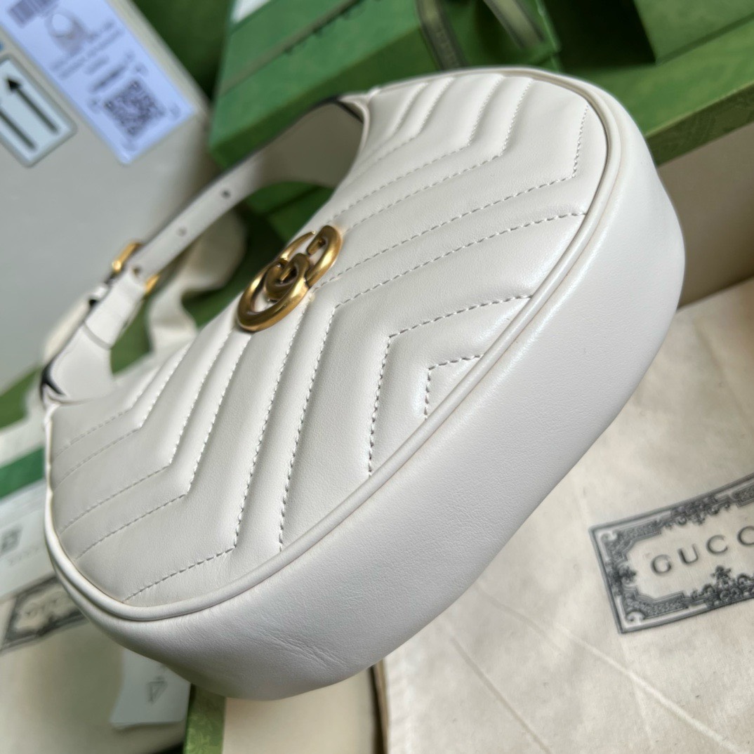 Bagsaaa Gvc*1 Marmont Half Moon White Bag - 21.5x11x5cm