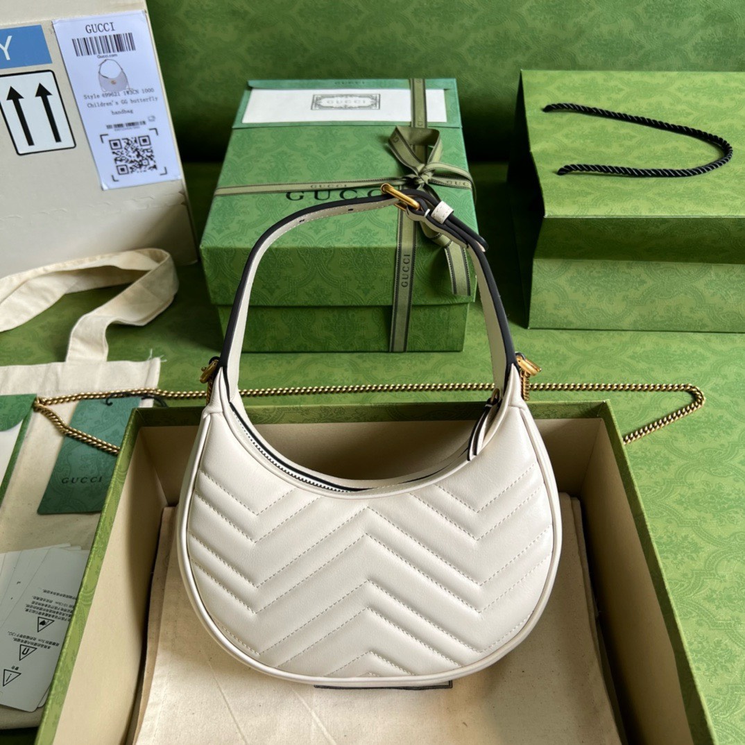 Bagsaaa Gvc*1 Marmont Half Moon White Bag - 21.5x11x5cm