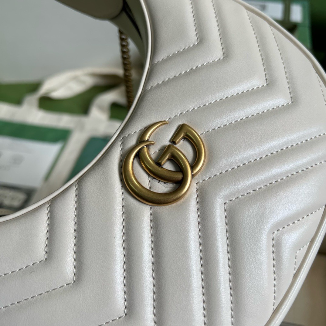 Bagsaaa Gvc*1 Marmont Half Moon White Bag - 21.5x11x5cm
