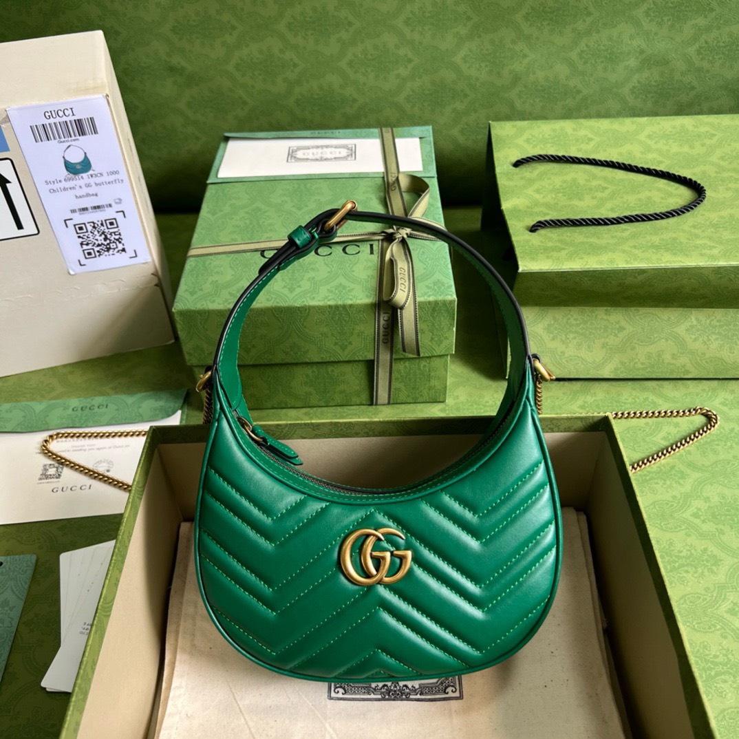 Bagsaaa Gvc*1 Marmont Half Moon Green Bag - 21.5x11x5cm
