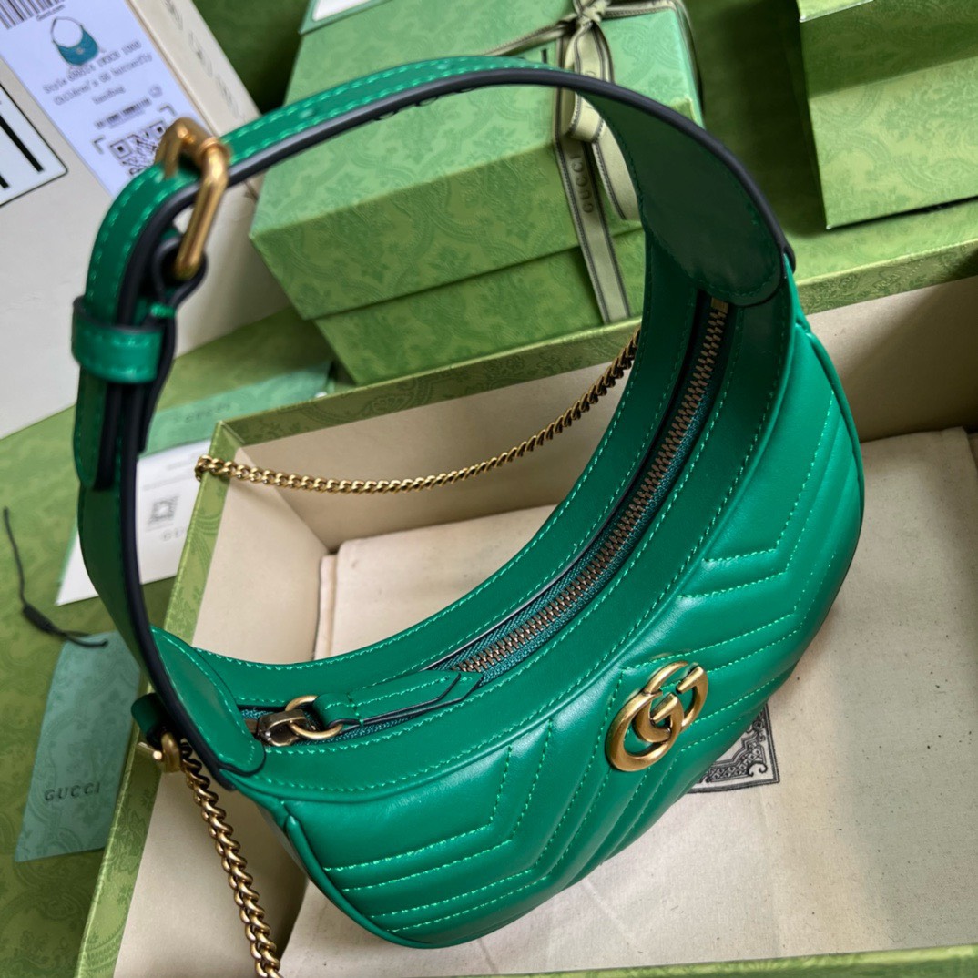 Bagsaaa Gvc*1 Marmont Half Moon Green Bag - 21.5x11x5cm