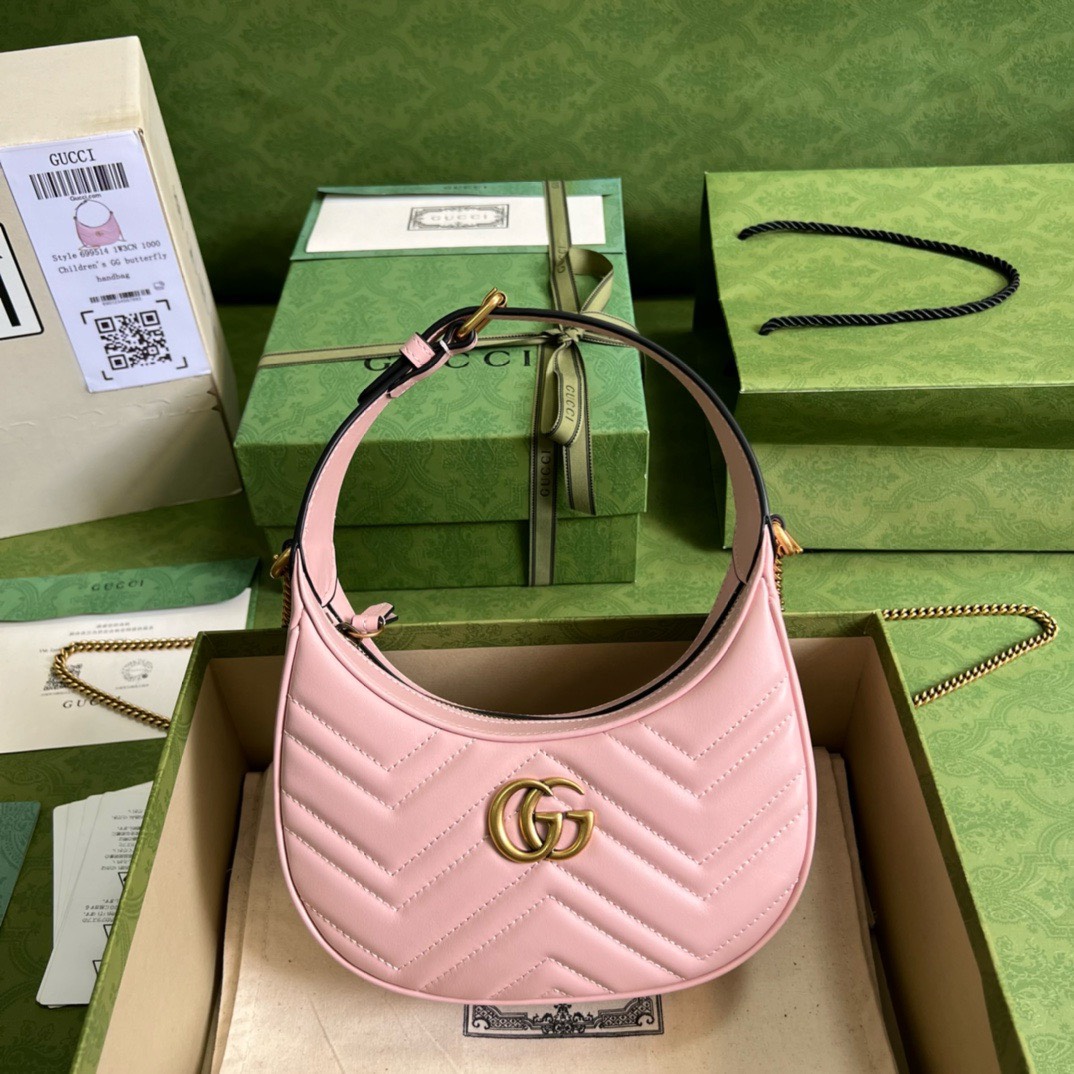 Bagsaaa Gvc*1 Marmont Half Moon Pink Bag - 21.5x11x5cm