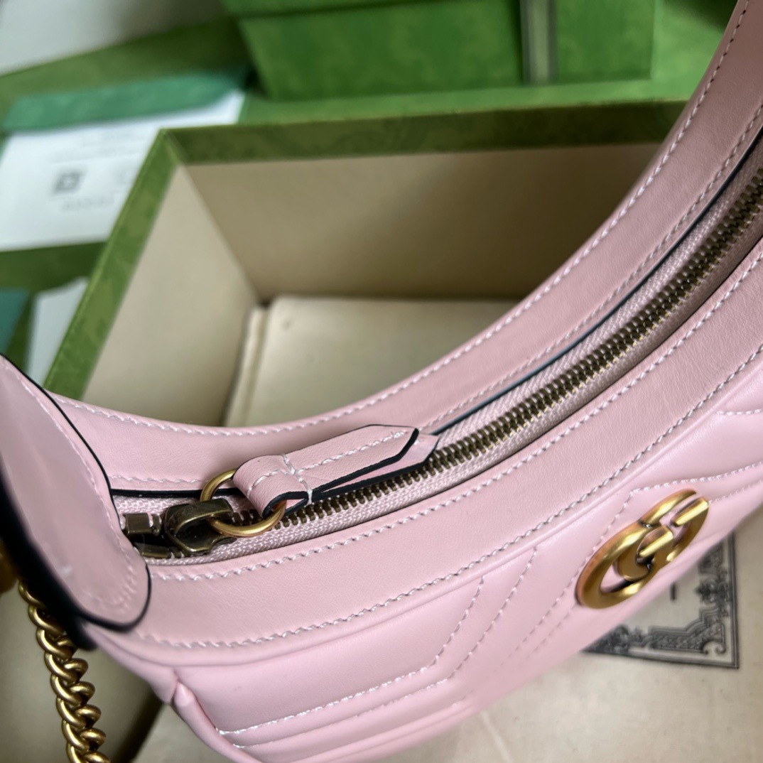 Bagsaaa Gvc*1 Marmont Half Moon Pink Bag - 21.5x11x5cm