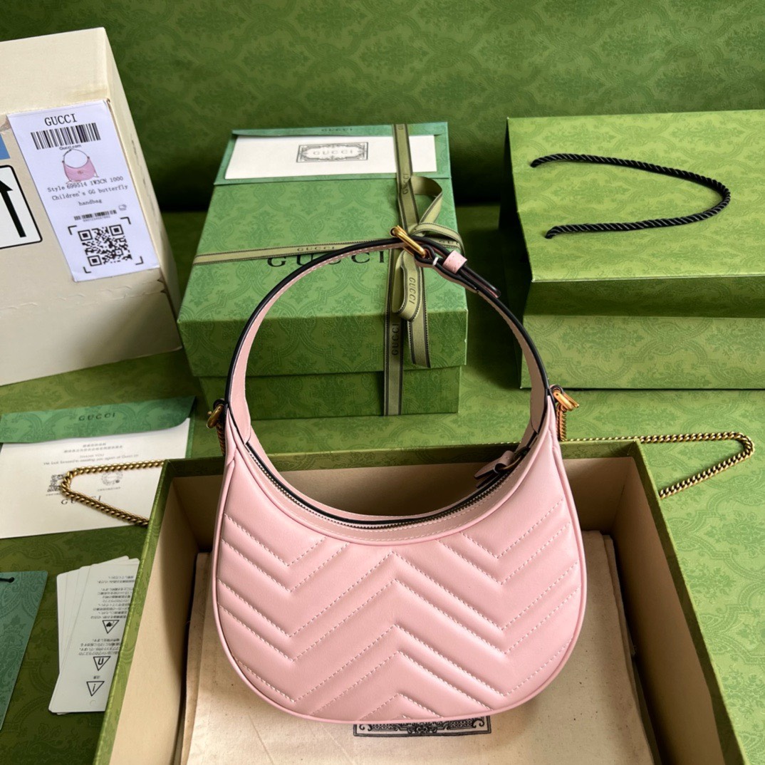 Bagsaaa Gvc*1 Marmont Half Moon Pink Bag - 21.5x11x5cm