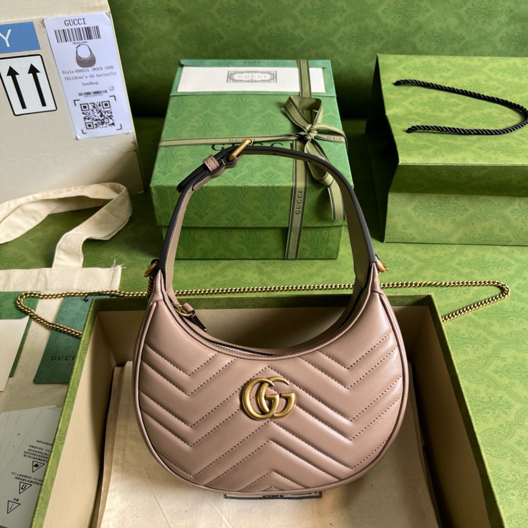 Bagsaaa Gvc*1 Marmont Half Moon Beige Bag - 21.5x11x5cm