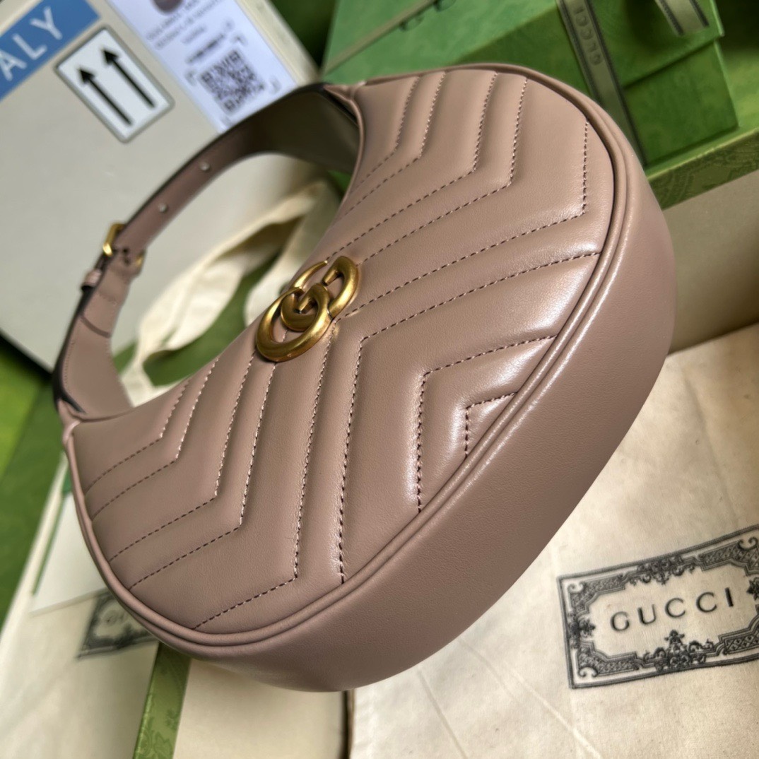 Bagsaaa Gvc*1 Marmont Half Moon Beige Bag - 21.5x11x5cm