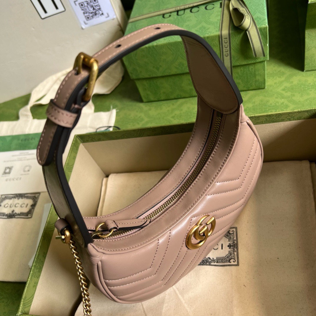 Bagsaaa Gvc*1 Marmont Half Moon Beige Bag - 21.5x11x5cm