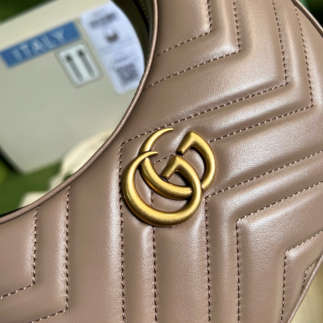 Bagsaaa Gvc*1 Marmont Half Moon Beige Bag - 21.5x11x5cm