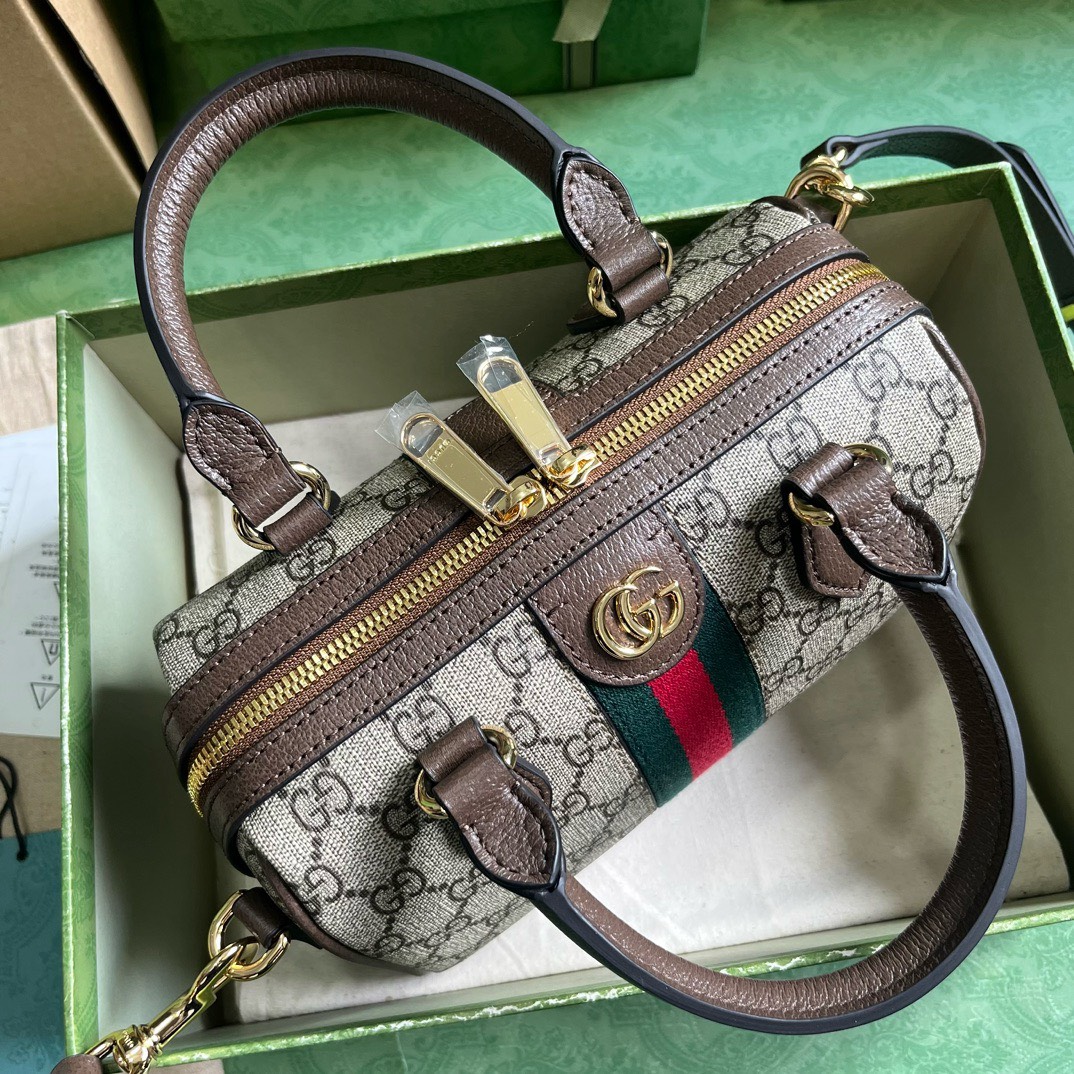 Bagsaaa Gvc*1 Small Ophidia GG Ebony Top Handle Bag Beige - 17.5x26.5x14cm