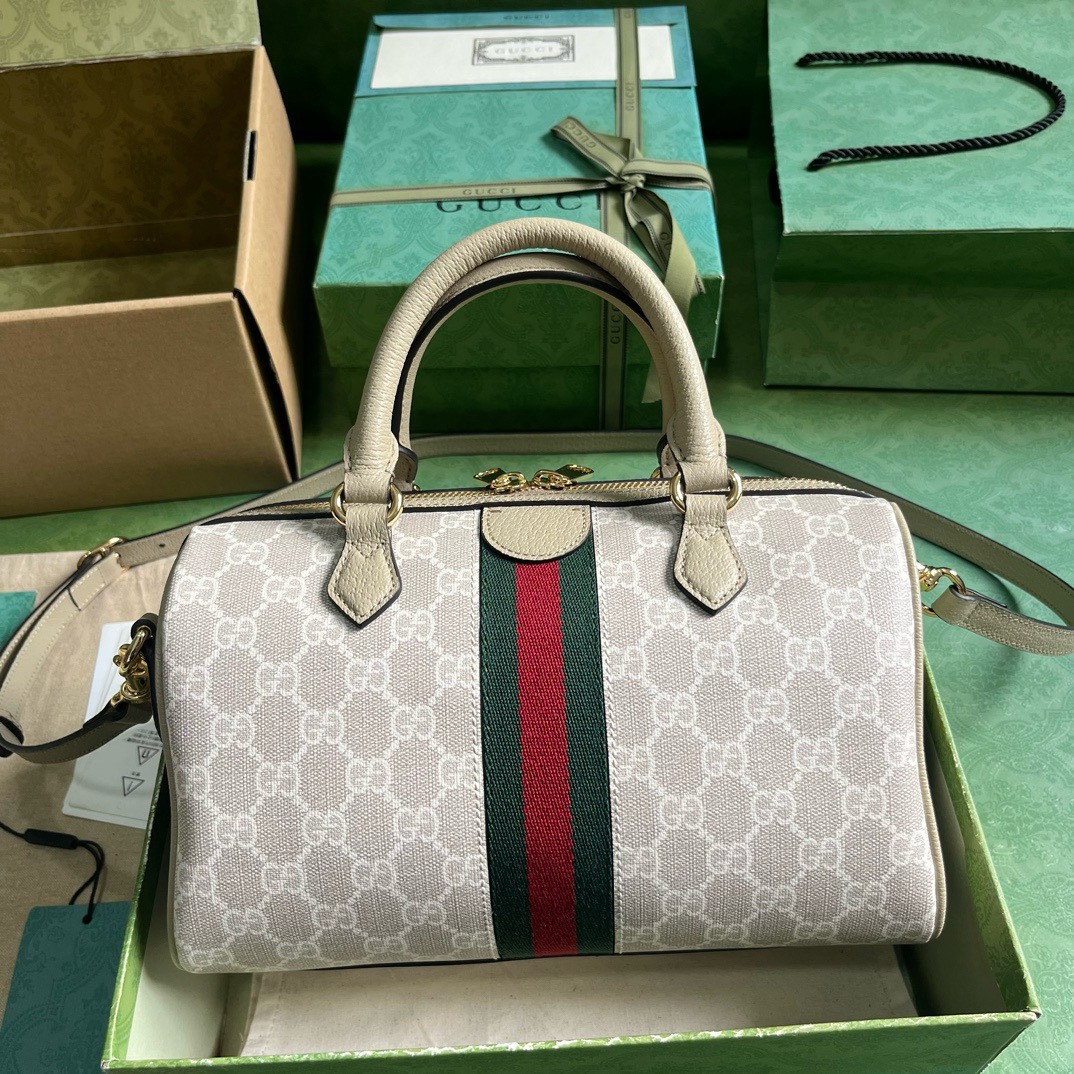 Bagsaaa Gvc*1 Small Ophidia GG Ebony Top Handle Bag Whitee - 17.5x26.5x14cm