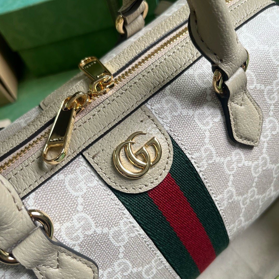 Bagsaaa Gvc*1 Small Ophidia GG Ebony Top Handle Bag Whitee - 17.5x26.5x14cm