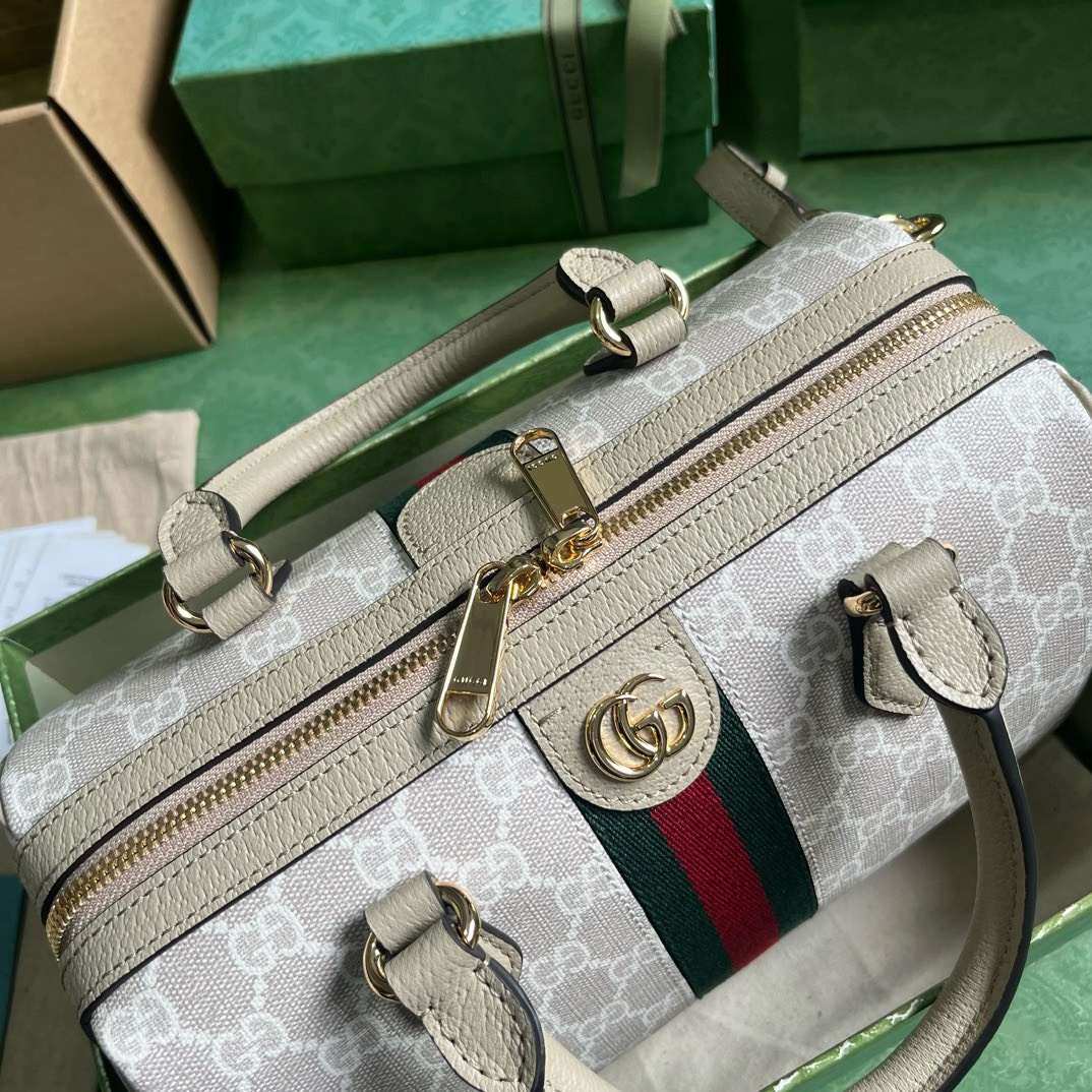 Bagsaaa Gvc*1 Small Ophidia GG Ebony Top Handle Bag Whitee - 17.5x26.5x14cm
