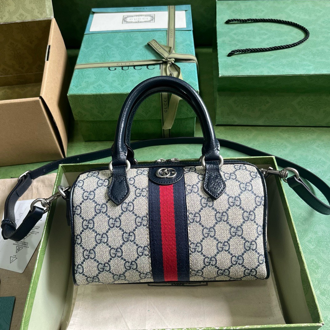 Bagsaaa Gvc*1 Small Ophidia GG Ebony Top Handle Bag Navy Blue - 17.5x26.5x14cm