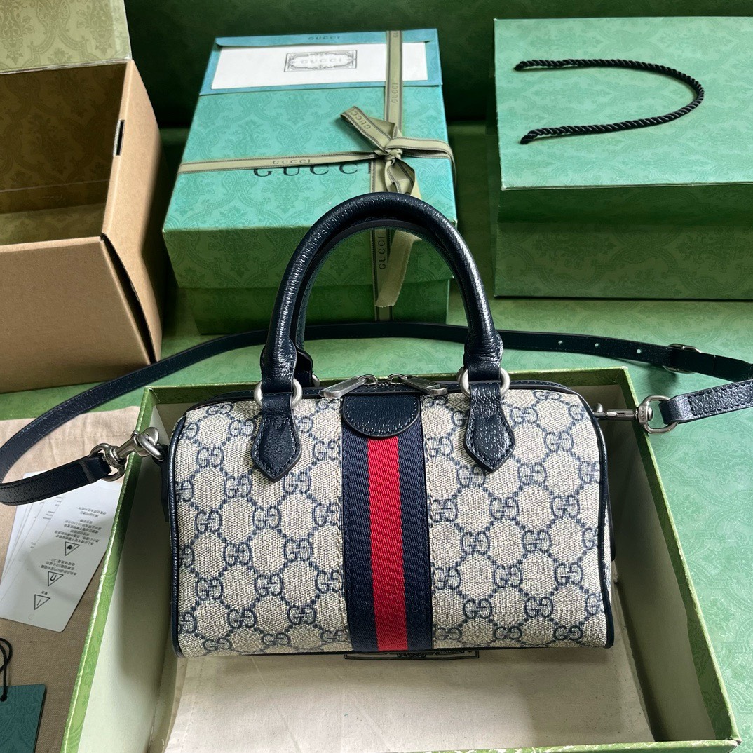 Bagsaaa Gvc*1 Small Ophidia GG Ebony Top Handle Bag Navy Blue - 17.5x26.5x14cm